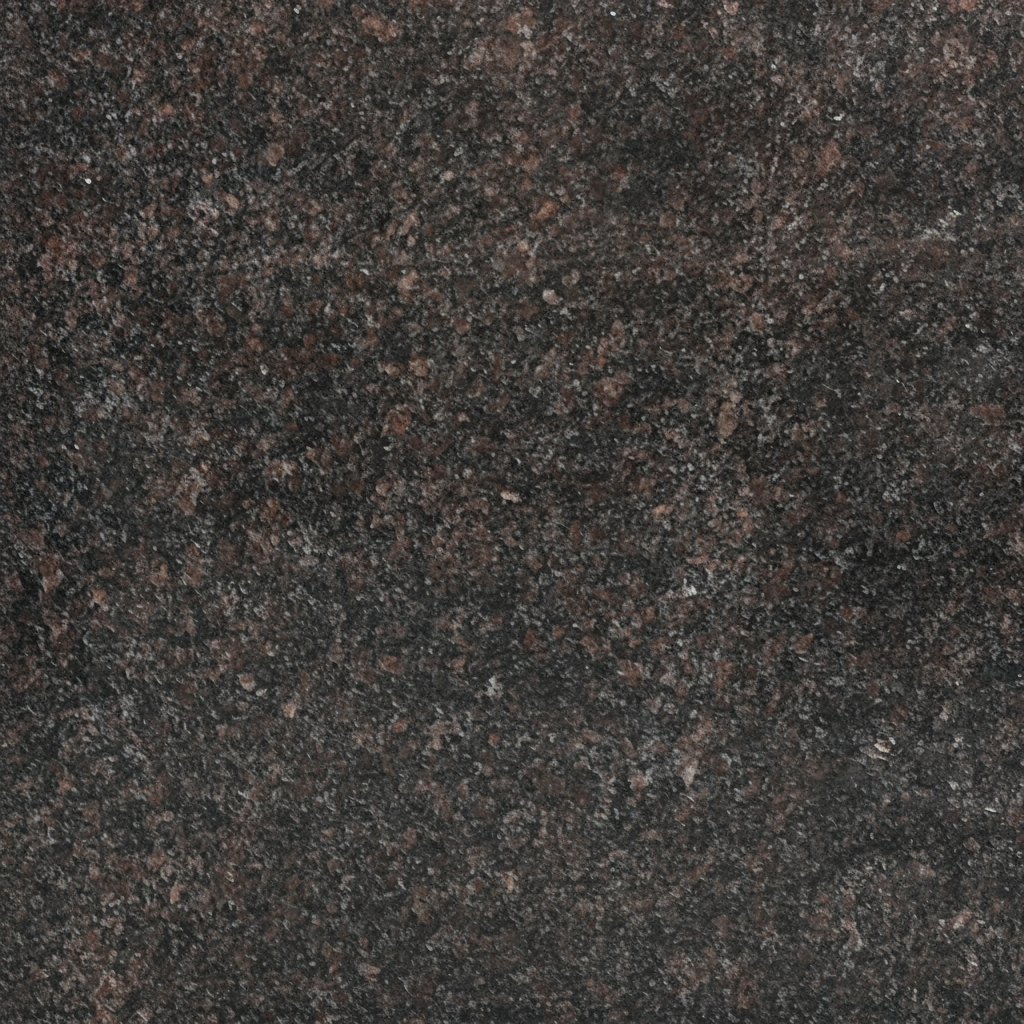 A close-up image of a dark brown granite surface showing its rough, speckled texture with various shades of brown and black. This realistic stone texture is ideal for memorial artwork backgrounds.